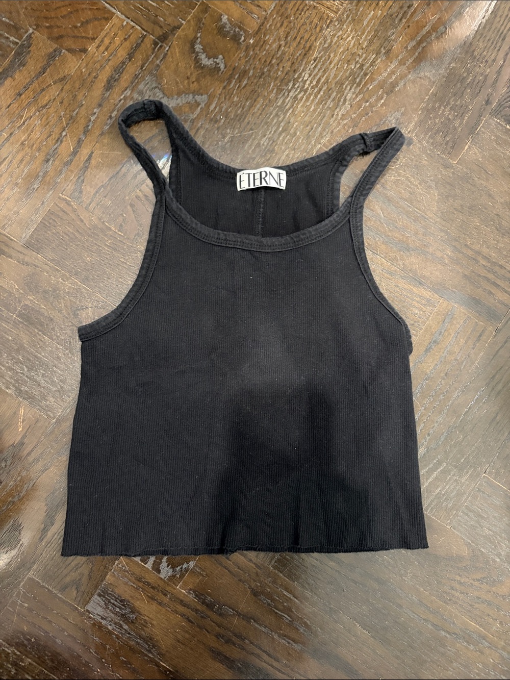 Éterne Black Ribbed Cropped Tank